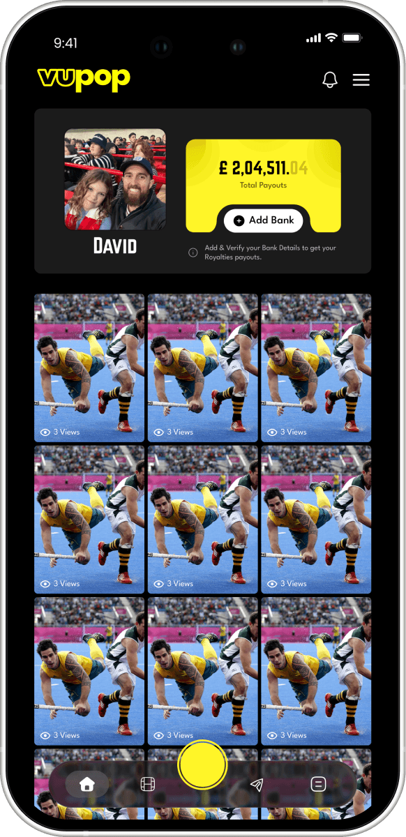 Vupop mobile app home screen