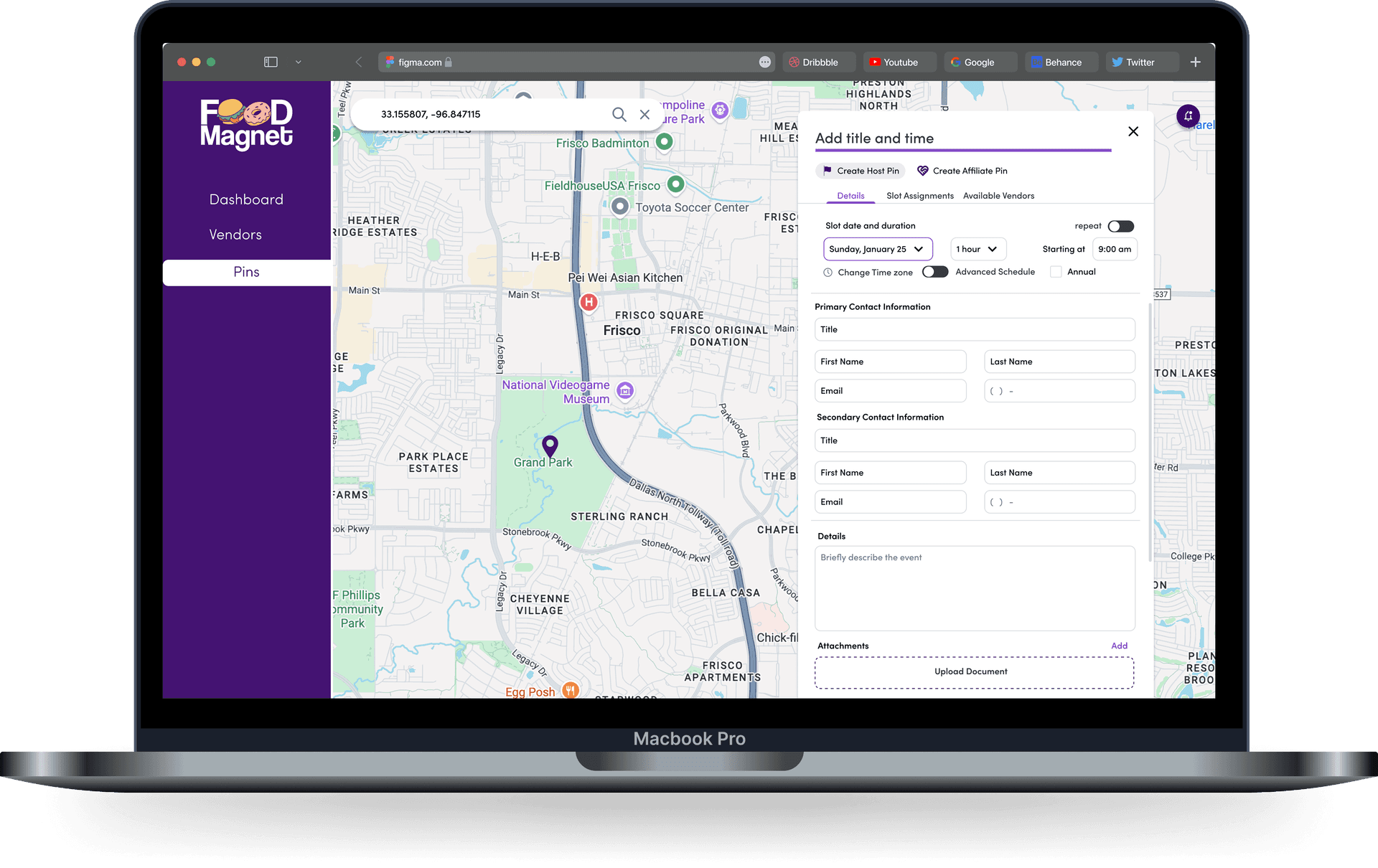 Food Magnet admin and vendor views on a laptop