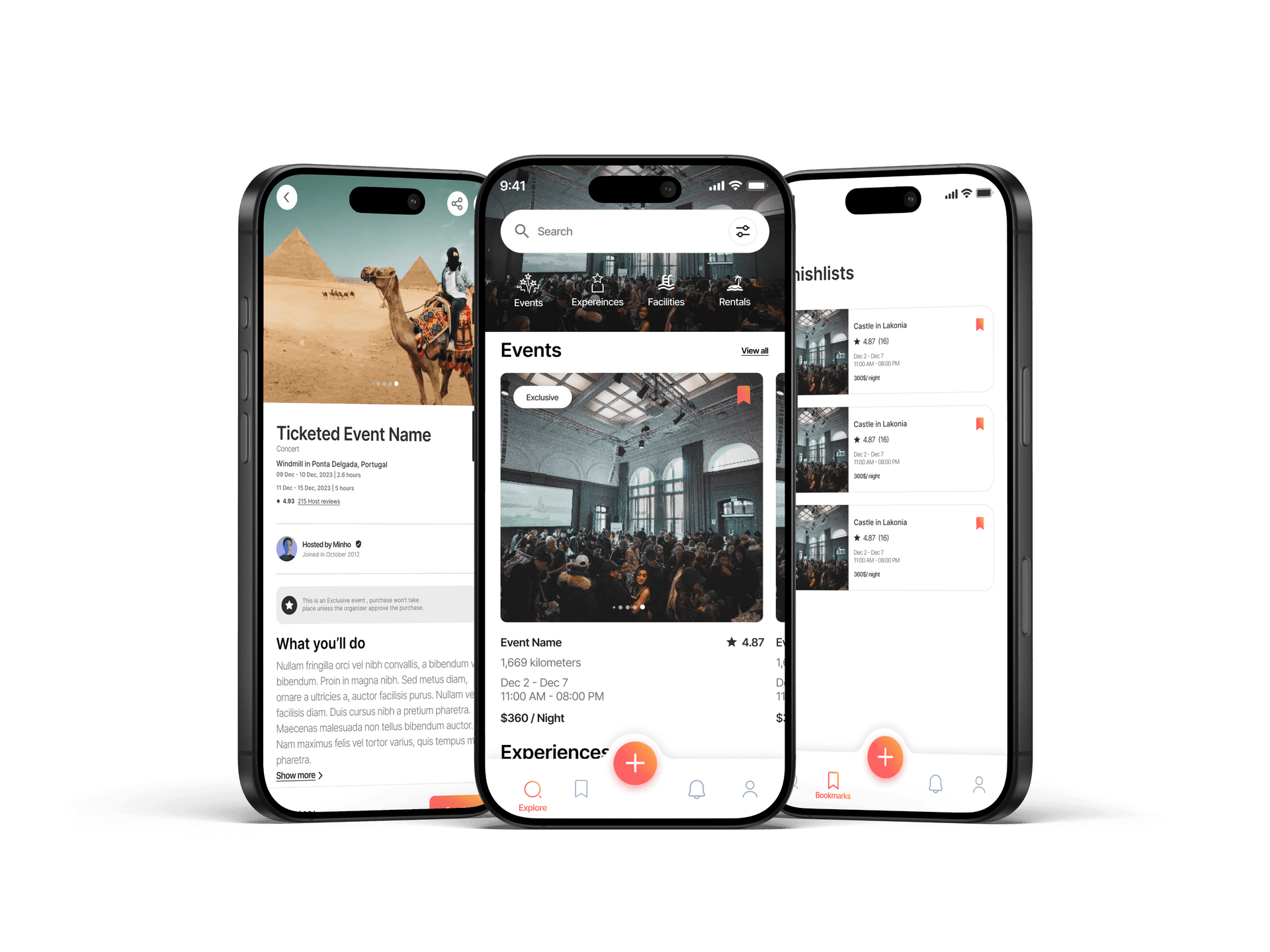 TAL mobile screens for events, RSVPs, and travel planning