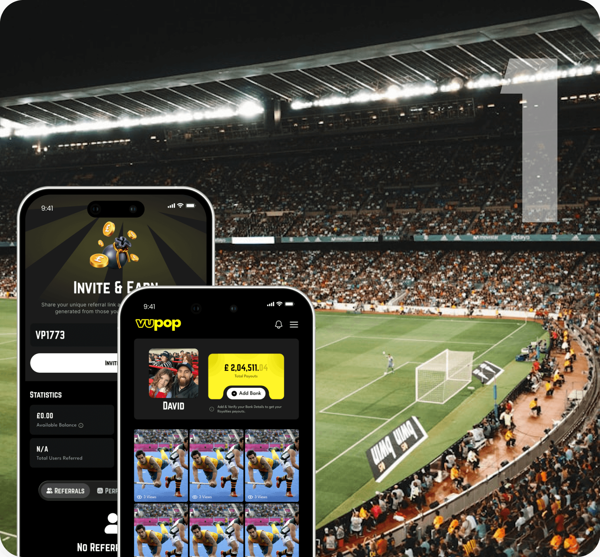 Vupop mobile application screens